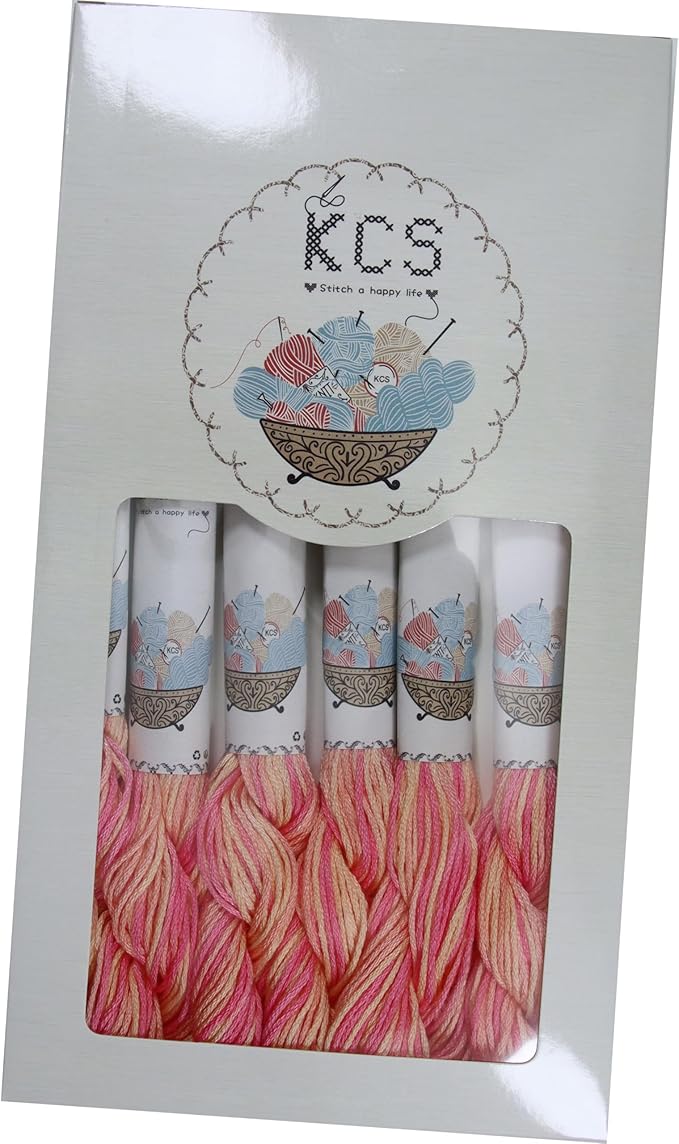 KCS Big skeins of 25 Meters Size 25 Color Variegated Cross Stitch Stranded Threads,6 skeins,4110