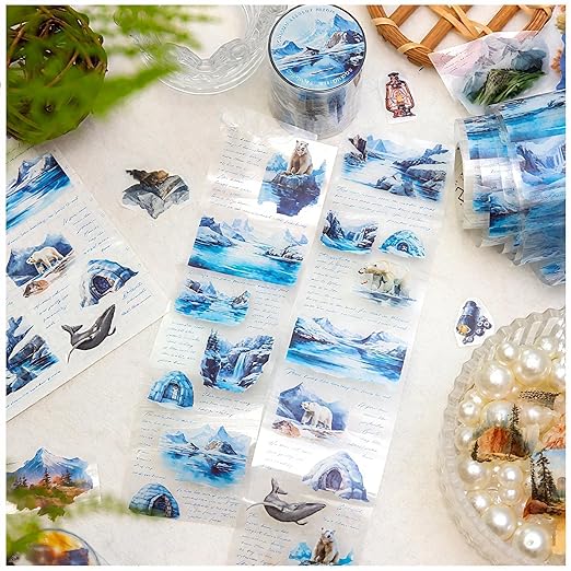 Landscape Tape Stickers for Journaling Supplies, 6 Rolls PET Vintage Nature Stickers for Scrapbooking, Journaling, Planner (Landscape)