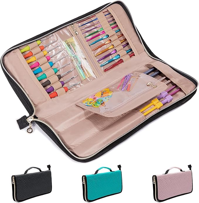 Knitting Needles Case (Up to 14 Inches) - Organizer for Knitting and Crochet Accessories - Empty Hook Case
