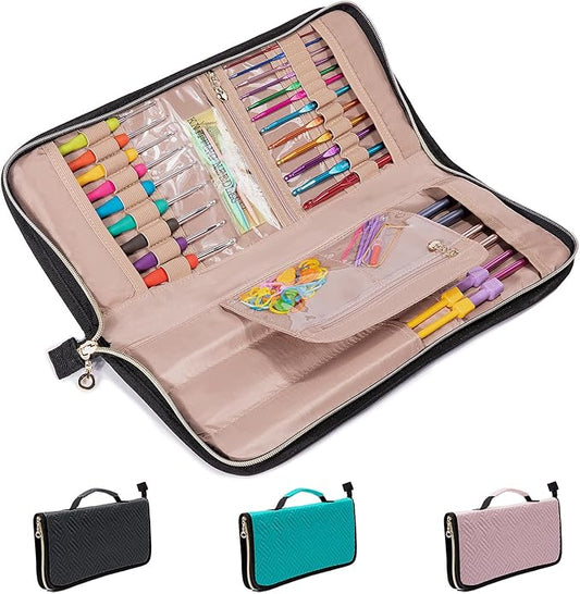 Knitting Needles Case (Up to 14 Inches) - Organizer for Knitting and Crochet Accessories - Empty Hook Case