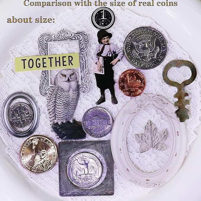 Vintage Junk Journal Items Kit Pre Cut Paper Cards Cutout Cardstock Art Aesthetic Decor Hollow Out Craft Elements Small Embellishments Supplies for Adults Scrapbook Pack (Photo Frame Silvery)