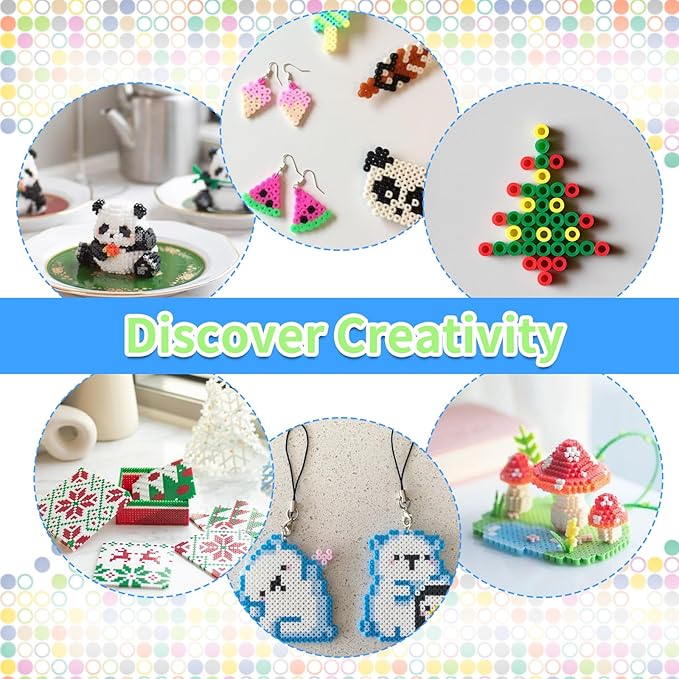 Quefe 11800pcs Fuse Beads Craft Kit, 36 Colors 5mm Beads, Melting Beads Set for Girls, Including Pegboards, Ironing Paper, Tweezers, Great Gift for Birthday