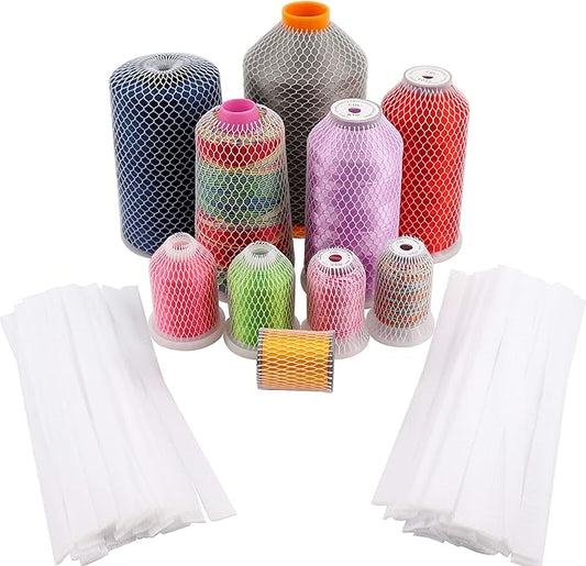 New brothread 100pcs Thread Net Spool Saver for Different Sizes of Embroidery Sewing Quilting and Serger Thread Spools/Cones - 9.8" (25cm) Long Each Piece