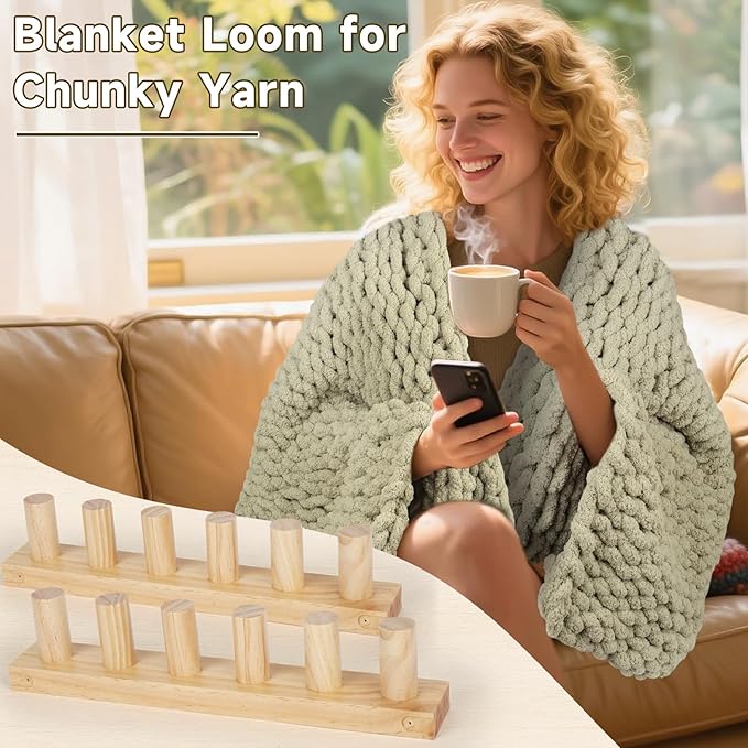Chunky Blanket Loom 39 inch Adjustable Foldable Portable Extra Jumbo Chunky Yarn Crochet Knitting Tool Making Blanket for Adults Beginners DIY Handmade