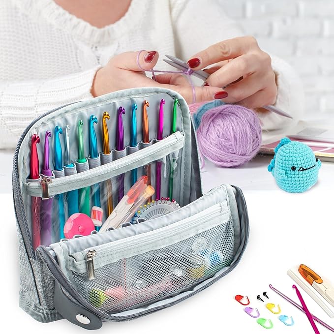 Crochet Hook Case - Stand Up Organizer - Unique Design - Knitting & Crochet Supplies Holder