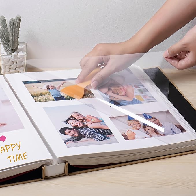 Large Photo Album Self Adhesive 4x6 5x7 3x5 8.5x11 Scrapbook Magnetic Album DIY Scrap Book Length 13 x Width 12.8 (Inches) 120 Sticky Pages Linen Cover DIY Photo Album (Yellow)