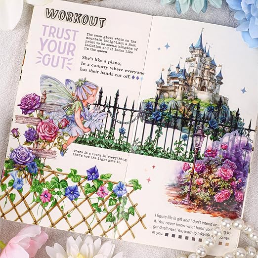 PET Tape Stickers for Journaling Supplies,6 Rolls of Vintage Flower Fence Themed Scrapbooking Tape Stickers for Journaling, Junk Journal Supplies, DIY Crafts (Wall)
