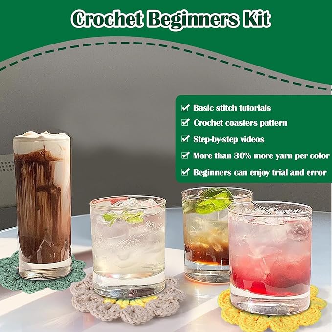 XANGNIER Crochet Starter Kit with Step-by-Step Video Tutorials, Hook, Accessories, Learn to Crochet Beginner Kit for Adults and Kids, DIY Arts & Crafts