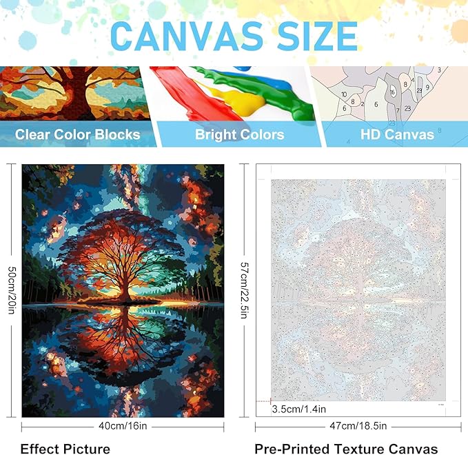 Paint by Numbers Kit for Adults - Tree of Life Acrylic Adult Paint by Number Kits on Canvas for Beginner, Tree of Life DIY Oil Painting by Numbers for Adults Kit, Perfect for Home Decor Gift 16"x20"