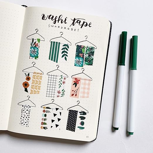 Washi Tape Set of 16 Rolls of 15 mm Wide Cute Decorative Washi Tape for Journaling, Scrapbook, Washy Crafts, Bullet Journals, Planners, DIY Décor, Craft Supplies For Adults & Kids (Meadow)