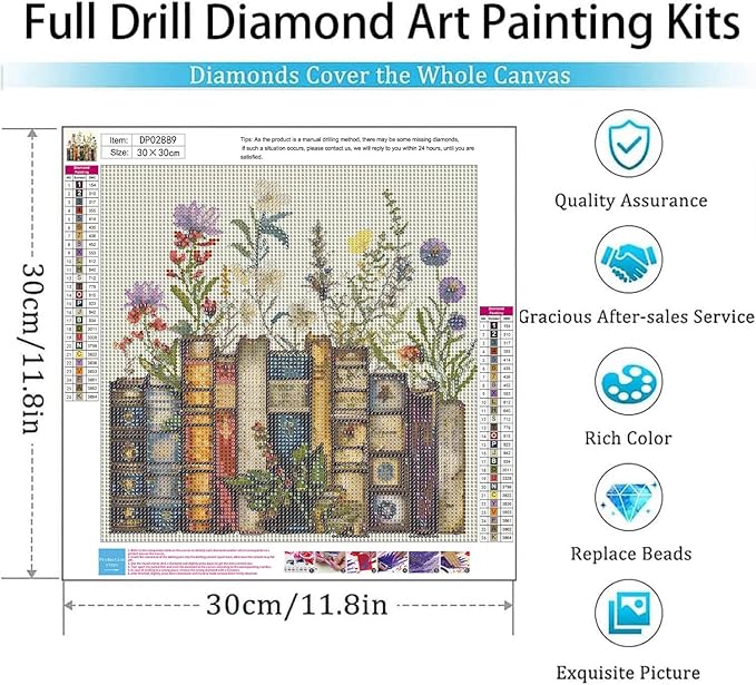 EIBEILI Square Drill Book Diamond Art Kits for Adults Book 5D Diamond Painting Kits for Beginner DIY Gem Art Full Drill Diamond Dots Crystal Craft Kits for Home Wall Decor Gifts 12x12inch