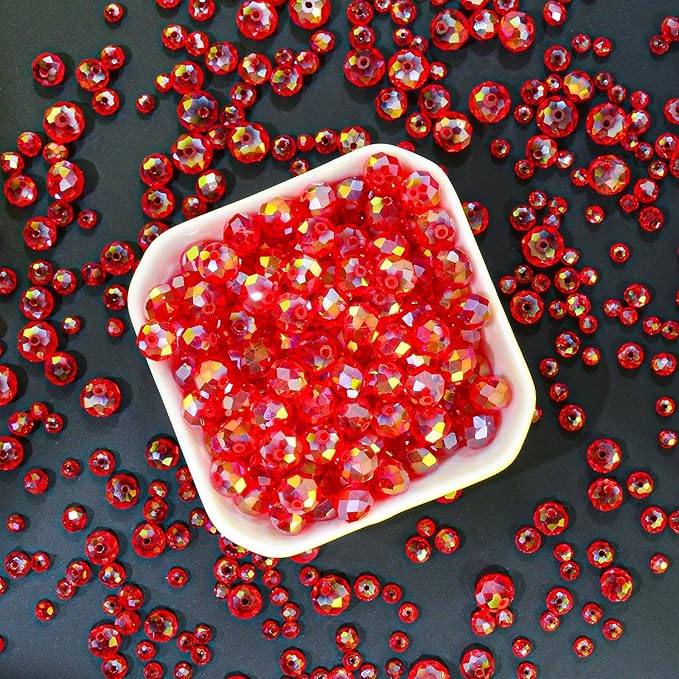 laopottbeads 1200pcs 4mm crystal glass beads for jewelry making beads for bracelets necklace pendants making supplies(red)