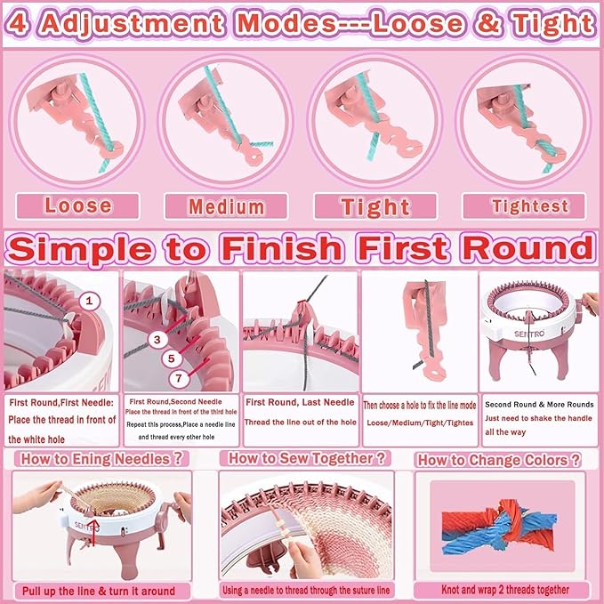 Sentro 48 Knitting Machine, 48 Needles Knitting Machine with Row Counter Automatic Circular Weaving Spinning Knitting Loom Machine Kit for Adults & Beginners for Scarves,Sweater,Hat