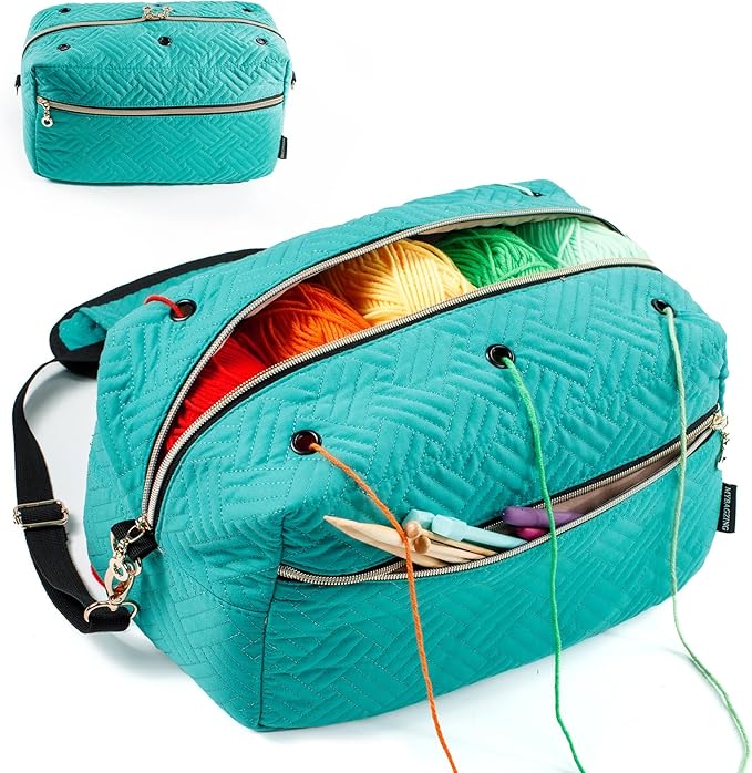 Crochet Bag Organizer - Knitting Bag - Yarn Storage Organizer - Yarn Bag for Crocheting - Yarn Holder for Crochet Accessories, Knitting Needles, Crochet Hooks, Crocheting & Knitting Gifts,
