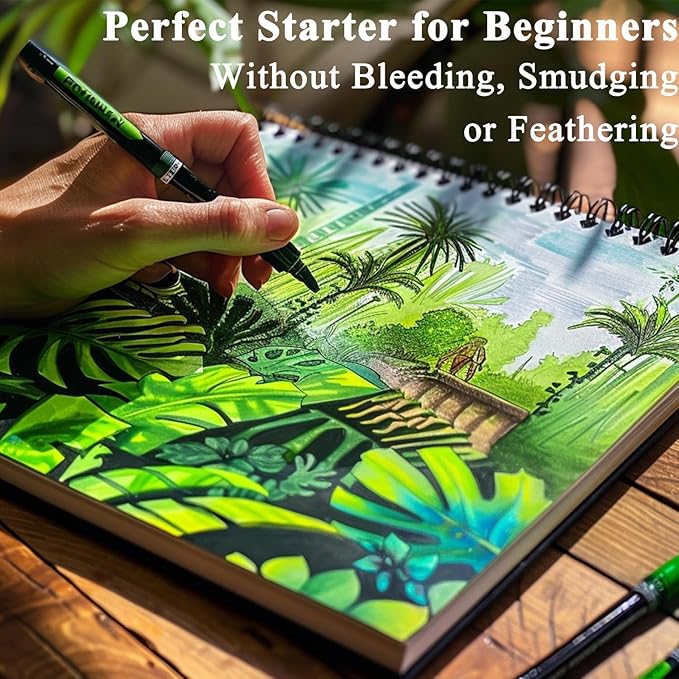 belenova 9" x 12" marker paper pad, 100 sheets bleedproof sketchbook for alcohol markers - 73lb/120gsm art supplies for drawing & coloring (kids/adults).