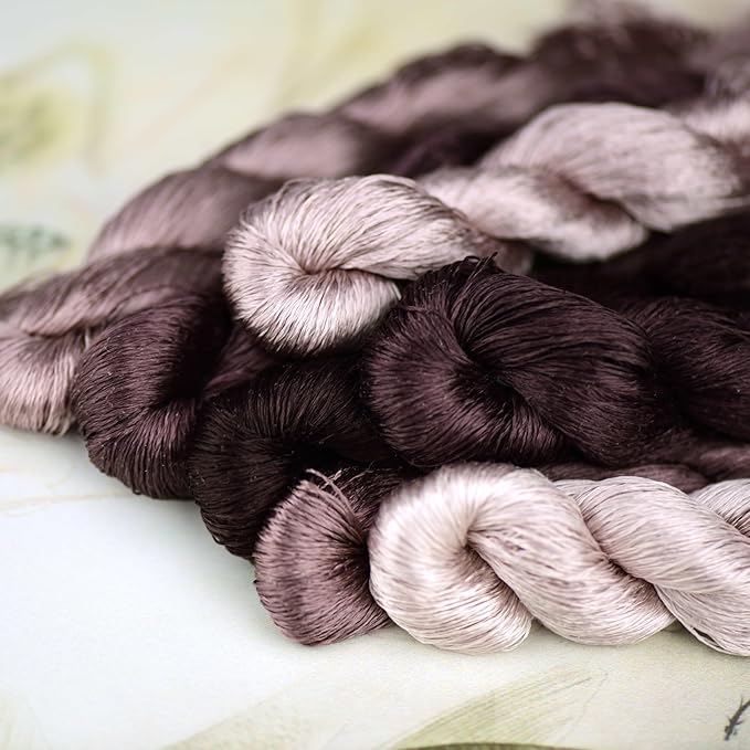 Natural 100% Silk Thread, Handmade Embroidery Thread Silk Floss 7 Colors 110m Each (23)