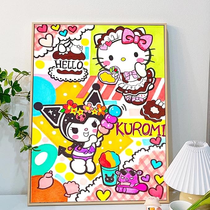 JYLMOOD Paint by Number for Adult Kits, DIY Cartoon Acrylic Oil Painting Kits for Adults Kids Beginners for Home Wall Decor Gifts 16x20 Inch (No Frame)