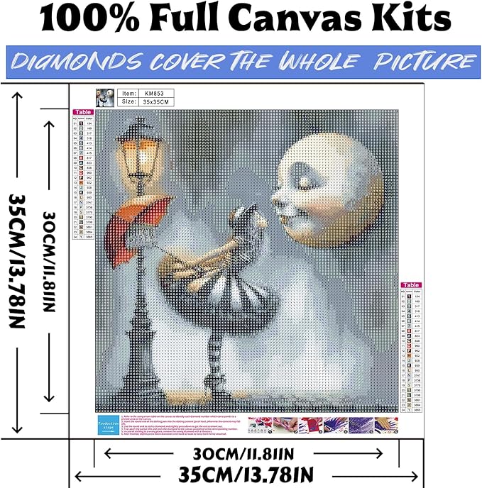 Diamond Art Kits for Adults Girl Kissing the Moon, DIY 5D Diamond Painting Kit for Beginners, Full Round Drill Gem Art Dots for Adults, Diamond Dots Paintings Crafts Home Wall Decor 14X14 Inch