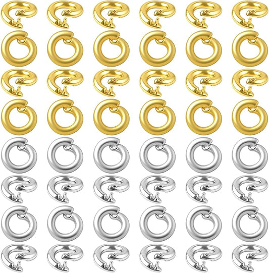 50 Pcs Gold Jump Ring for Jewelry Making, OD 5.5mm ID 3mm Locking Jump Rings, Jump Rings for Charms, Necklace, Pendants, Bracelet, Keychain, Jewelry Making (Gold+Silver)