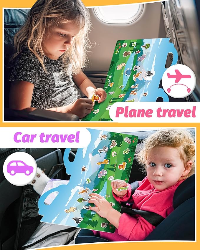 walenced reusable sticker book for toddlers, stickers for kids, toddler craft activities, toddler travel toys ages 3 and up boy girl birthday gifts
