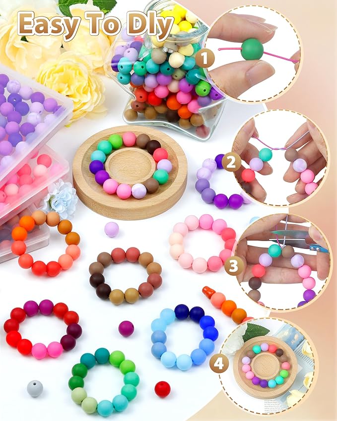 160pcs fiveizero 12mm silicone beads for keychain making, brown mixed 6 colors round silicone bead bulk for pens, rubber beads for bracelets and diy crafts