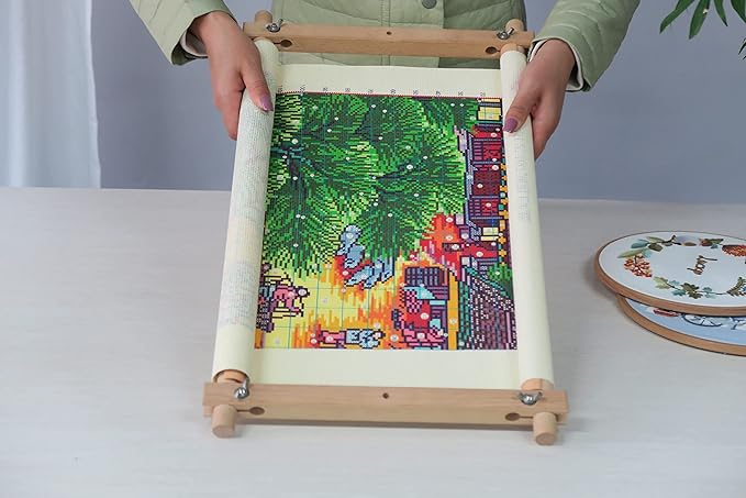 Beech Wood Tapestry Scroll Embroidery Frames, Needlepoint Cross Stitch Holder, Quilting Frames, Needlepoint Holder, Stitching Frame for Sewing, Cross Stitch, Embroidery Projects