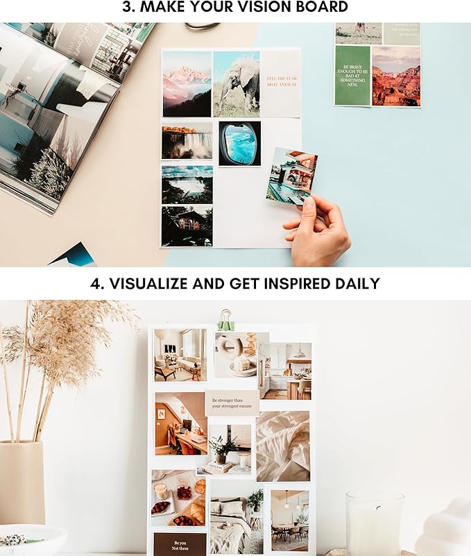 Lamare Vision Board Book - 1000+ Aesthetic Vision Board Images & Motivational Quotes, Vision Board Supplies, Vision Board Kit, Collage Book for Manifestation, Self Care & Goal Setting