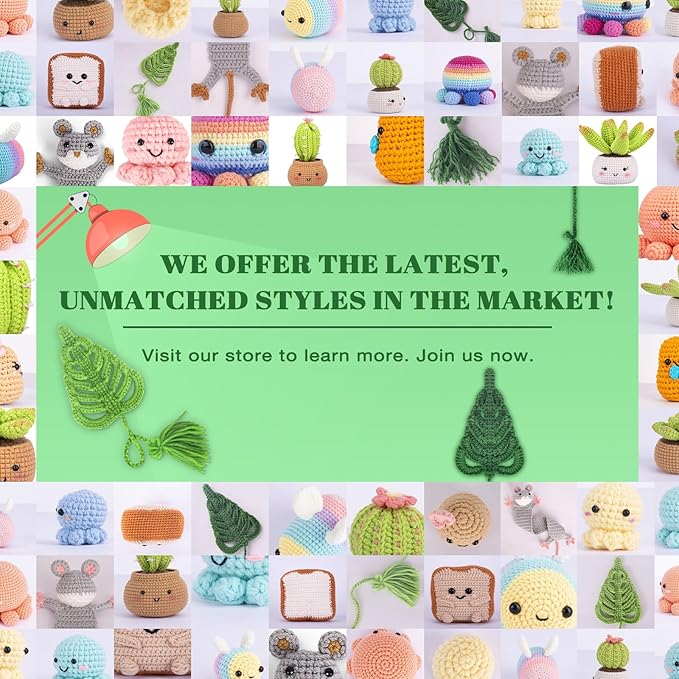 Crochetta Crochet Kit for Beginners, Amigurumi Crocheting Animals Kits w Step-by-Step Video Tutorials, Knitting Starter Pack for Adults and Kids, 2 Book Monstera Familly (40%+ Yarn Content)