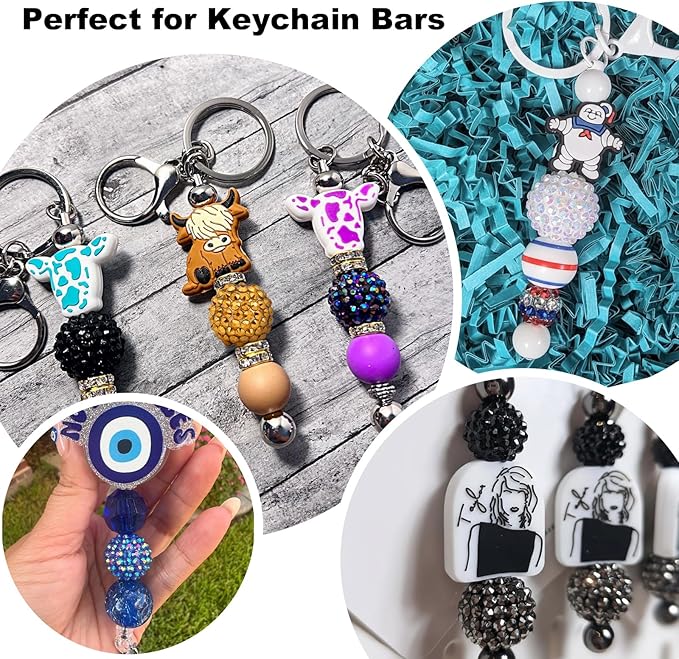 50Pcs 20mm Resin Rhinestone Beads for Pens, Round Sparkly Disco Ball Chunky Bubblegum Beads Bulk for DIY Beadable Pens Keychain Necklace Bracelet Jewelry Making (10 Colors)