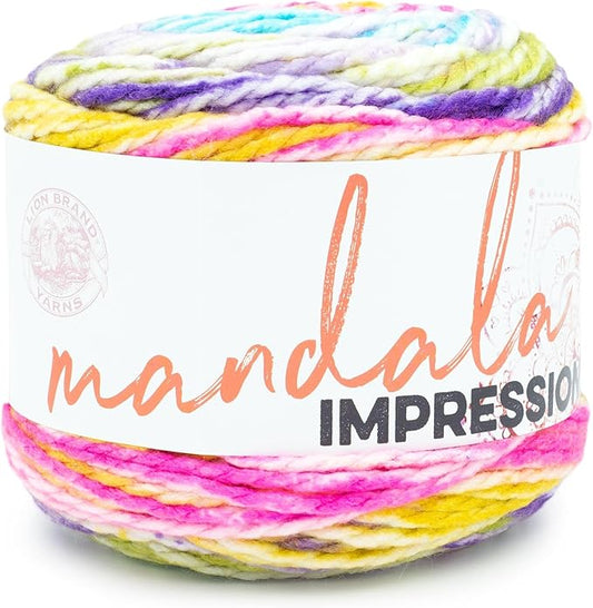 Lion Brand Yarn Mandala Impressions, Bulky Yarn, Wildflower, 1 Pack