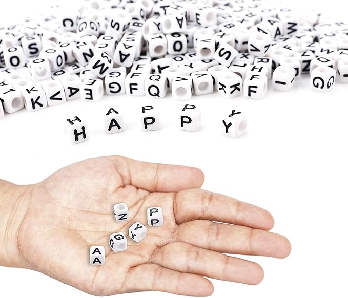 Augshy 700PCS White Letter Beads Alphabet Beads for Making DIY (6mm)