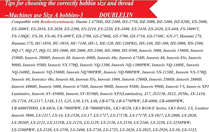 DOUBLELIN Prewound Bobbins, Size A/Style A/Class 15 / SA156 / Size 11.5, Plastic Sided, Polyester, 144 pcs – for Sewing & Embroidery Machines (40S/2 Multi-Color)