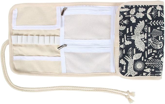 Teamoy Crochet Hook Case, Roll Bag Holder Organizer for Various Crochet Needles and Knitting Accessories, Compact and All-in-place, Animal World