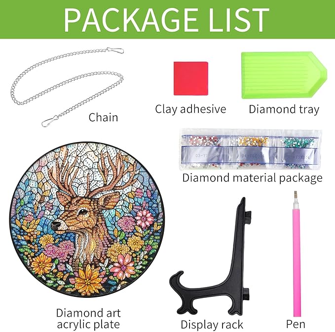 Wergund 5D DIY Elk Diamond Art Hanging Kits, Hanging Diamond Art Flower Animal, Acrylic Special Shaped Rhinestone, Window Hanging Pendants for Home Wall Garden Front Door Outdoor Decor Gift(Elk)