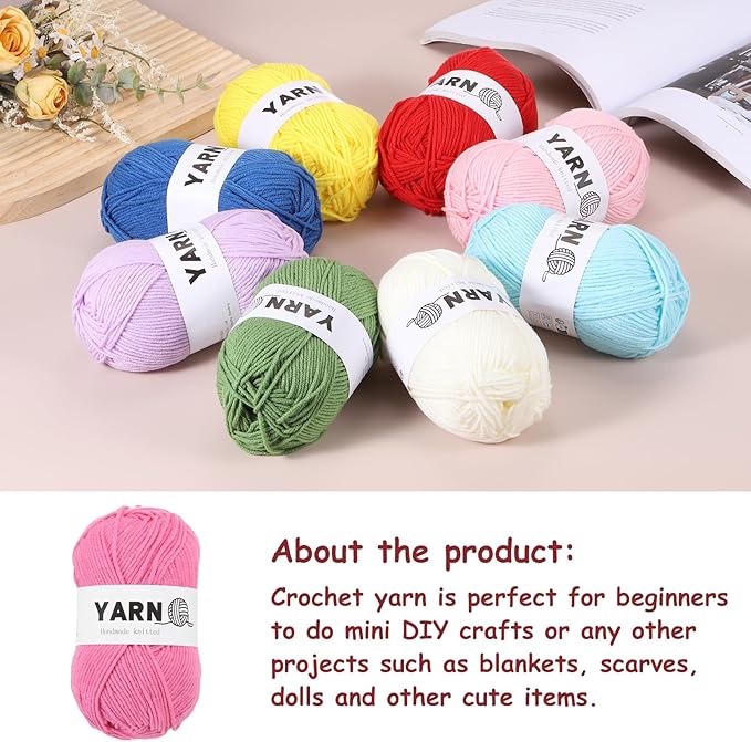 3Pcs Dark Red Acrylic Yarn 400 Yard 4 Ply Soft Crochet Yarns Sport Weight Yarn,[for DIY Crocheting Knitting Craft Blankets Hats]-150g