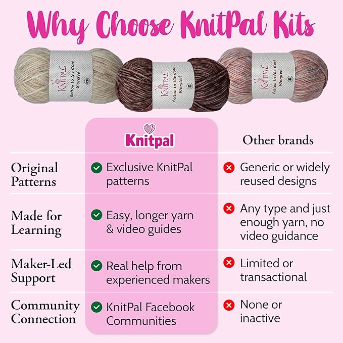 KnitPal Crochet Weekend Wrap Kit for Confident Beginners – All-in-One Crochet Kit with Cotton Blend Yarn, Hook, Pattern & Video Tutorials (Baby Pink)