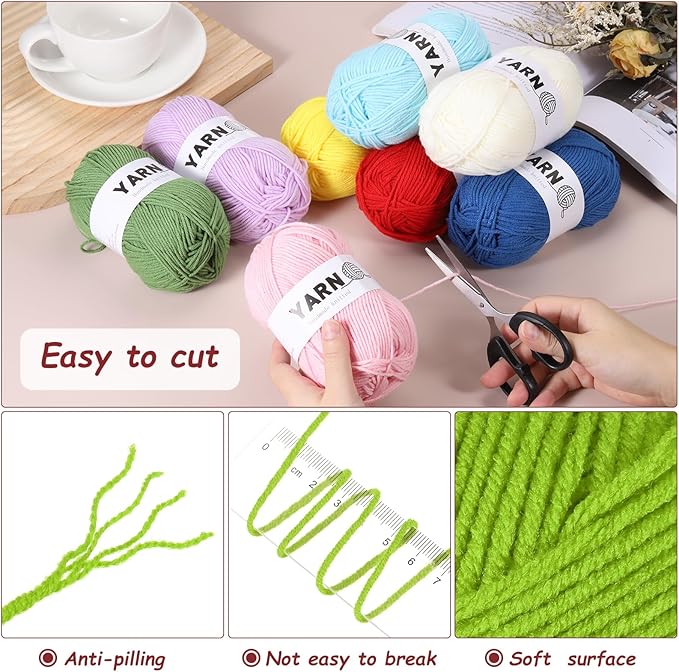 6Pcs Bright Green Acrylic Yarn 790 Yard 4 Ply Soft Crochet Yarns Sport Weight Yarn,[for DIY Crocheting Knitting Craft Blankets Hats]-300g