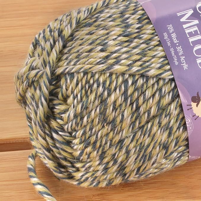 JubileeYarn Chunky Melody Yarn - 100g/Skein Bulky Wool Blend - Lake Front - 2 Skeins