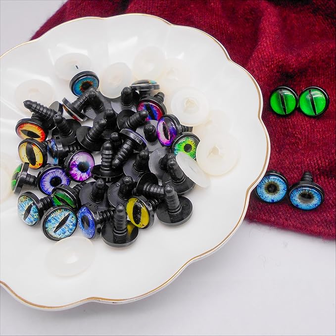 JJGQAZ 16 Pairs Dragon Eye Safety Eyes with Washer for Stuffed Animal Eyes Amigurumi Crochet Toy Craft Eyes for Teddy Bear Doll Making Supplies (24MM)