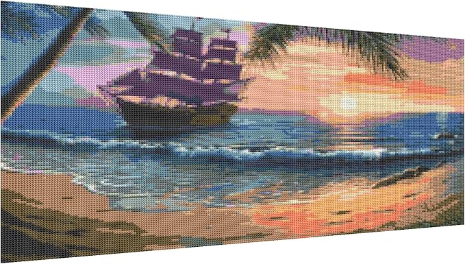 DOTZSO Landscape Large Diamond Painting Kits for Adults, Easy DIY 5D Round Full Drill Diamond Art kit Diamond Dot Crystal Gem Art and Craft for Beginners Home Wall Decor 27.5 X 15.7 Inches