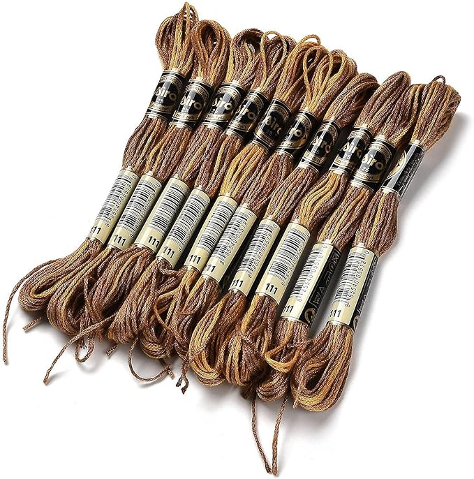 FASHEWELRY 10 Skeins Embroidery Floss Friendship Bracelet String Threads 6-Ply 0.5mm Saddle Brown Cross Stitch Embroidery Thread for Sewing Bracelet Making Stitching Crafts