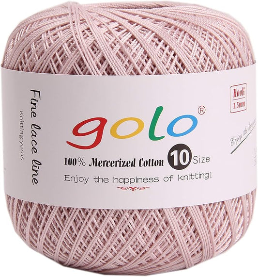 golo Crochet Thread Size 10 Lace Yarn for Crocheting Light Pink 123