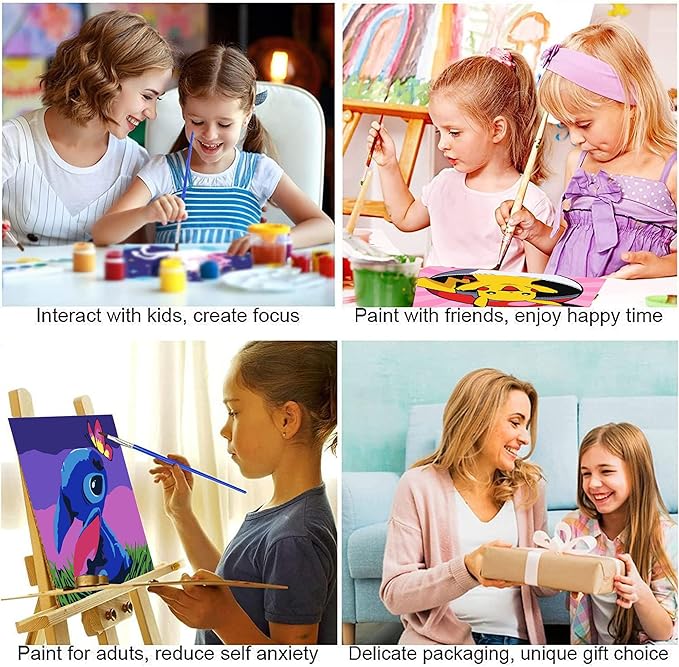 KOJEFCV 4 Pack Cartoon Paint by Number for Kids-Paint by Numbers for Kids Ages 4-8-12, DIY Paints with Numbers Easy Acrylic Oil Painting Kits for Home Wall Decor (8X8inch)