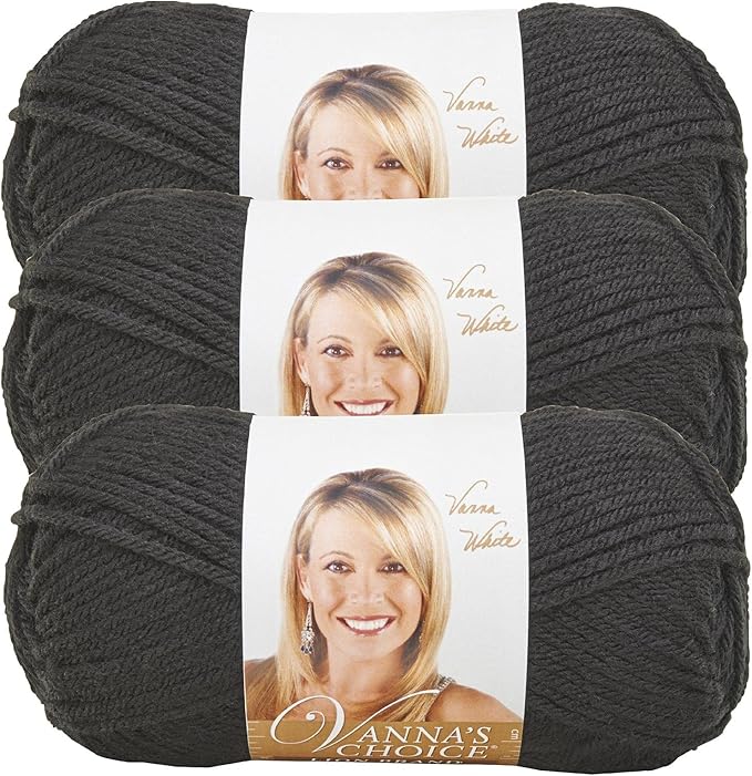 Lion Brand Yarn, Vanna's Choice Worsted Weight Yarn for Knitting, Crochet and Crafts, Black, 3 Pack, Soft Acrylic Fiber for Scarves, Hats and Blankets