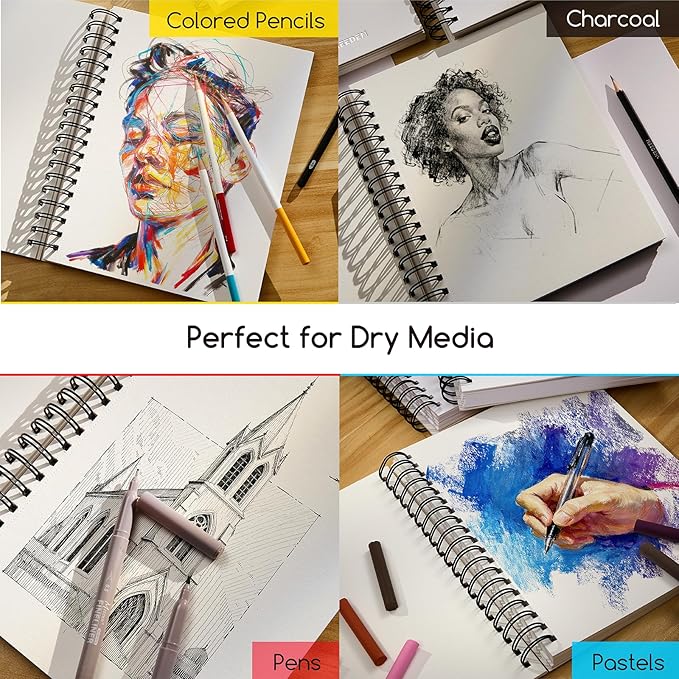 meeden 6"x8" sketchbook paper pad: 122lb/180gsm spiral bound art sketch book with diy cover for artists adults - 60 sheets heavy weight hardcover sketch drawing paper for painting sketching writing