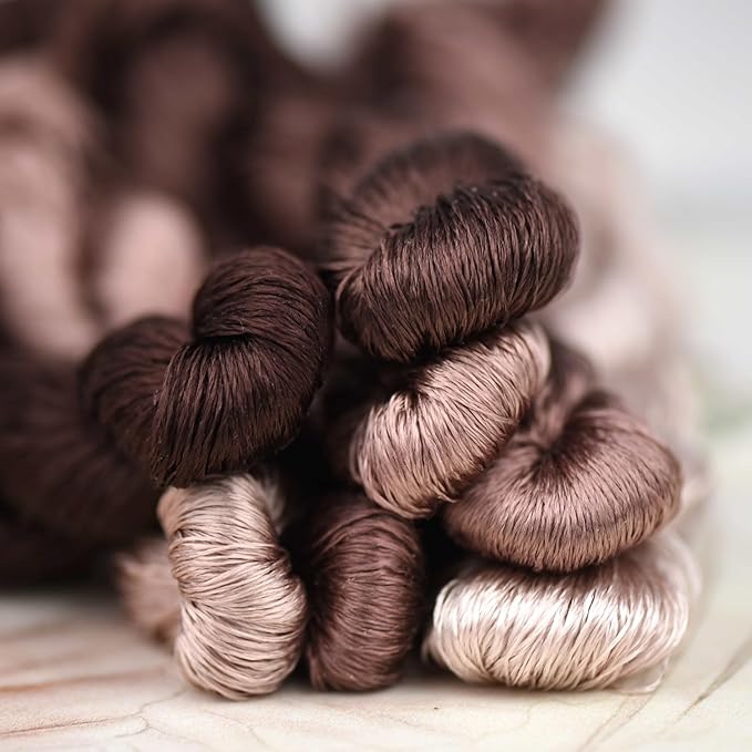 Natural 100% Silk Thread, Handmade Embroidery Thread Silk Floss 7 Colors 110m Each (59)