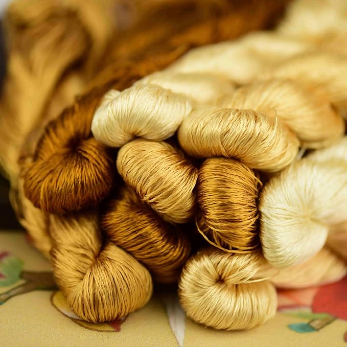 Natural 100% Silk Thread, Handmade Embroidery Thread Silk Floss 9 Colors 110m Each (36)