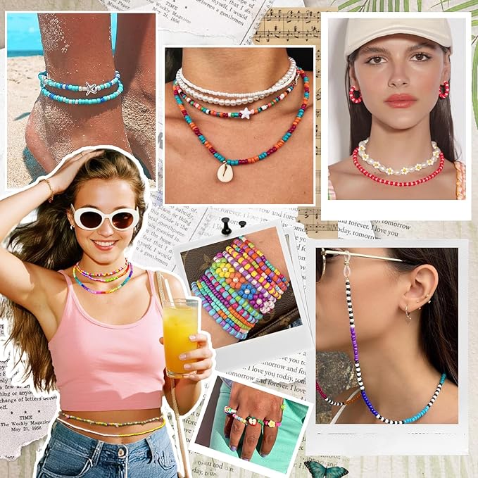 4mm Glass Seed Beads Friendship Bracelet Kit, 15500pcs 96 Colors 6/0 Small Beads for Bracelet Making Kit with String Cords Letter Charms Waist Beads for DIY Jewelry Making Crafts Kits