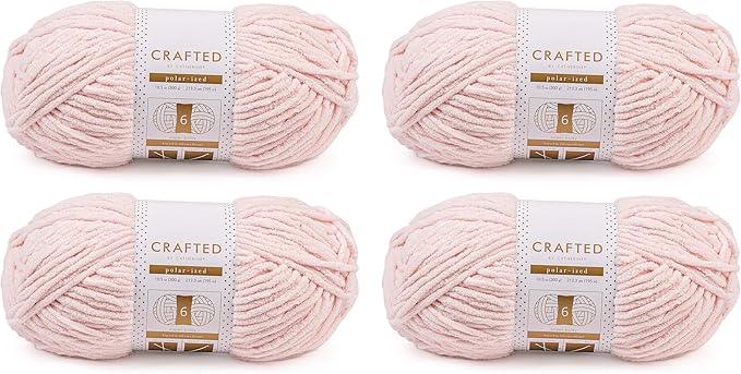 Crafted By Catherine Blanket Solid Yarn - 4 Pack (213 Yards Each Skein), Pink, Gauge 6 Super Bulky