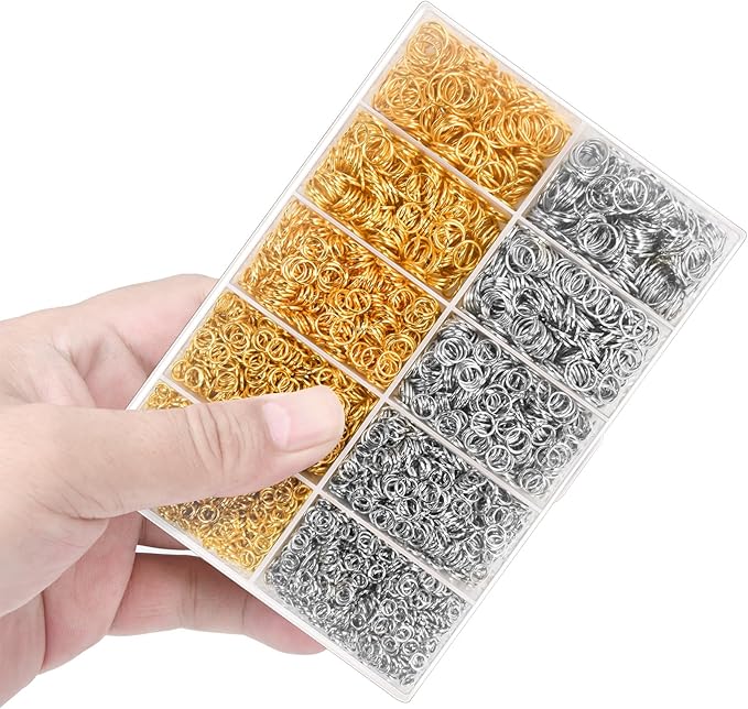 4600 Pcs Jump Rings for Jewelry Making Kit Gold & Silver, Open Rings with Opener Tools for Earrings, Keychains, Bracelet & Necklace Repair Supplies